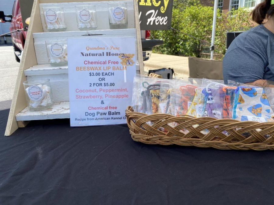 Grandma’s Pure Natural Honey Booth set up at the Plainfields Farmers’ Market on Sunday, Sept. 20.
