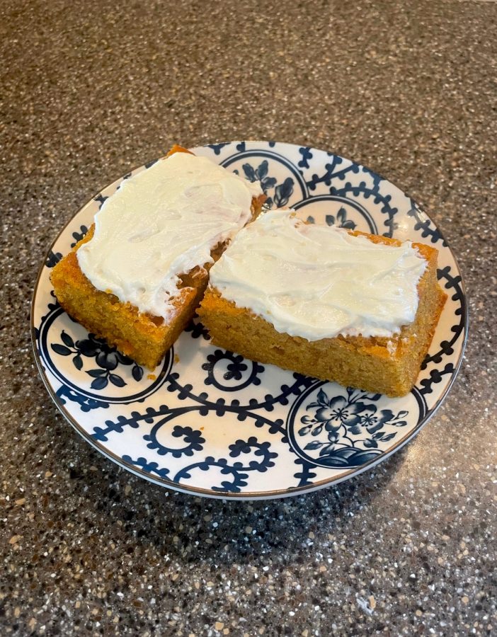 Delicious pumpkin bars made by Nicole Posont, recipe found here