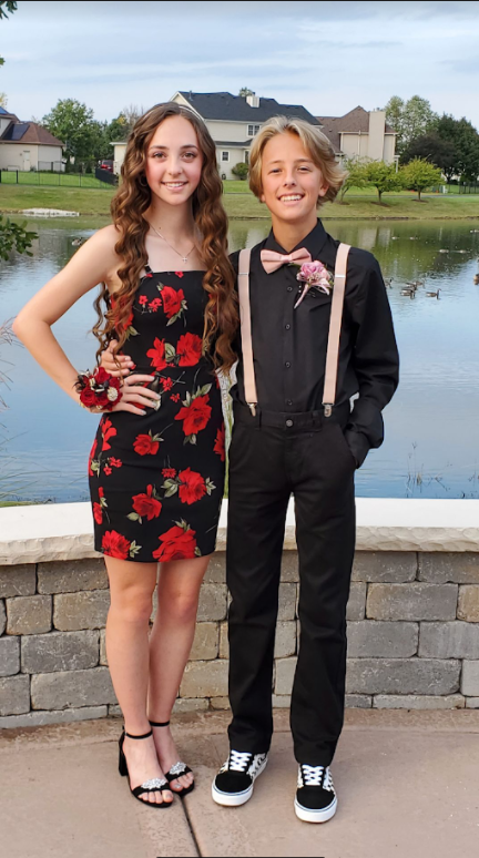 Sophmores Matthew and Marissa Steben get ready for 2021 homecoming. photo by Julie Steben. 