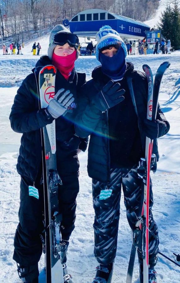Sophomores Danny Dimartino (left) and Julian Colon (right) get ready to hit the slopes. Photo courtesy of Danny Dimartino
