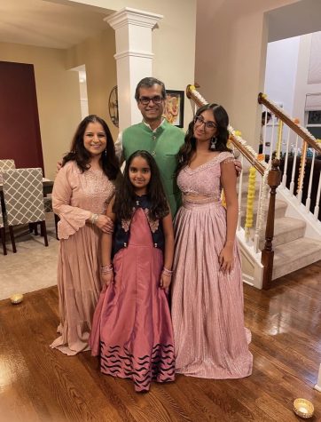 Junior Pahal Mehra with her family ready for a Diwali party. Courtesy of Diksha Mehra.