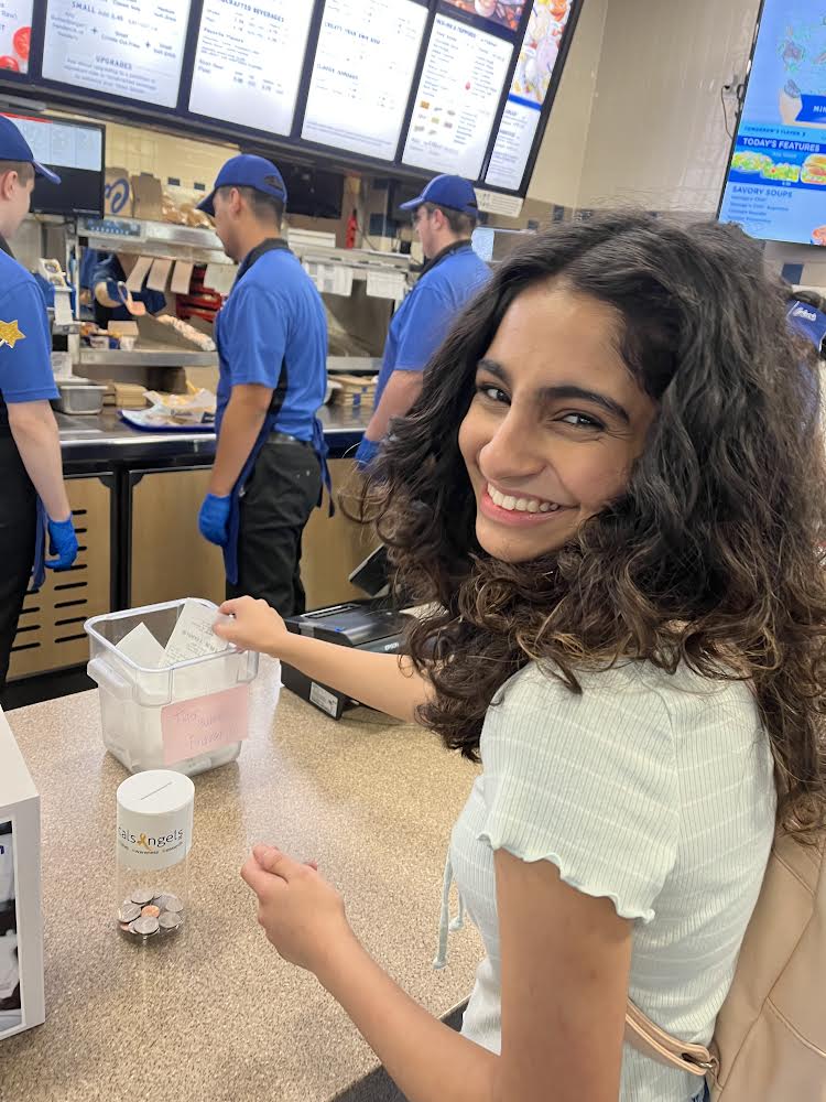 Sophomore Elsa Baachu donates to the North Tiger Buddies fundraiser at Culver's in Plainfield on Sept. 14.